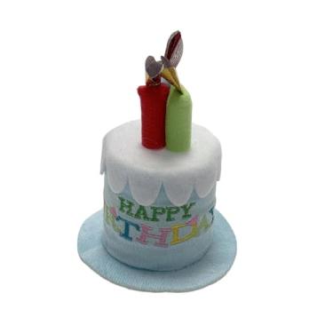 Imagem de Dynwave Chapéu Decorativo para Capacete com Tema de Bolo de Aniversário, Universal, Removível, Fofo e Divertido, Ideal para Ciclismo, Bicicleta e Motocicleta, Azul