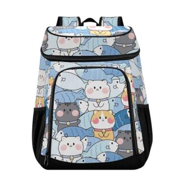 Imagem de Mochila térmica com 36 latas fofas e peixes, lancheira para homens para trabalhar, piqueniques, acampamento, caminhada