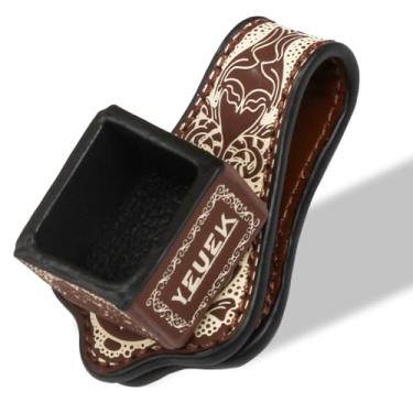 Imagem de YEUEK Suporte de giz magnético de couro, suporte de giz portátil para taco de sinuca com clipe fixo, suporte de giz silencioso para bilhar, estojo de giz para taco de sinuca para acessórios de mesa de