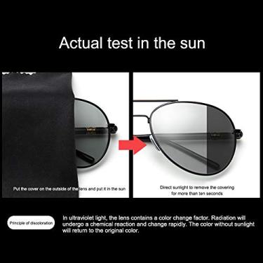 Imagem de Zyyini Óculos de Sol Piloto Fotocromáticos Com Bloqueio de UV Reduzem o Brilho e o Brilho Noturno Ao Dirigir Material de Metal de Pesca (Preto)