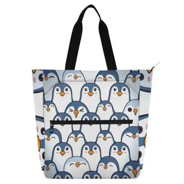 Imagem de GAIGEO Sacola infantil com zíper, pinguins pelágicos, estampa de pinguins pelágicos, bolsa carteiro escolar resistente à água para meninas e meninos, bolsa de ombro feminina para trabalho e viagem