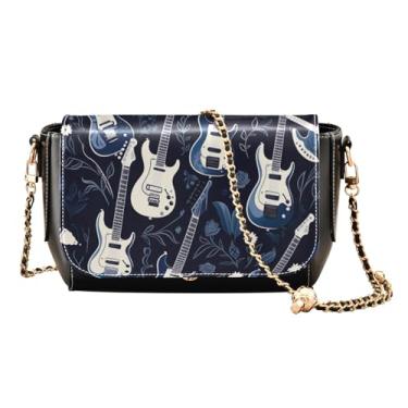 Imagem de Bolsa transversal de couro Red Chili Peppers, bolsas transversais de couro, bolsas de couro transversais para mulheres, Guitarras musicais pretas brancas-3, One Size