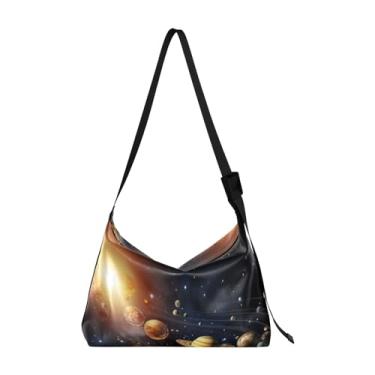 Imagem de Bolsa de ombro Galaxy Planets, bolsa de ombro de couro leve, bolsa tiracolo masculina de couro