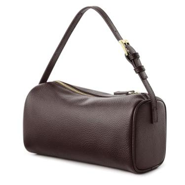 Imagem de Kattee Bolsas transversais femininas de couro de grão superior, bolsas Hobo para mulheres com alça ajustável, Café