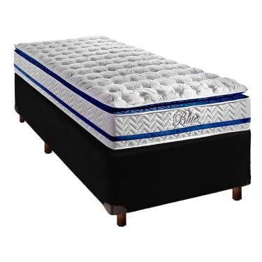 Imagem de Cama Box Preto Solteiro + Colchão Molas Ensacadas Blue Paropas