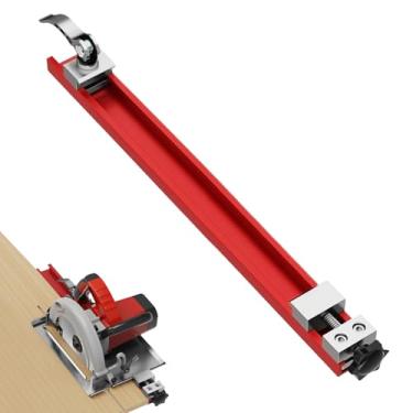 Imagem de Trilho de guia de serra circular, guia ajustável de liga de alumínio de precisão design de travamento duplo base de máquina de corte para marcenaria