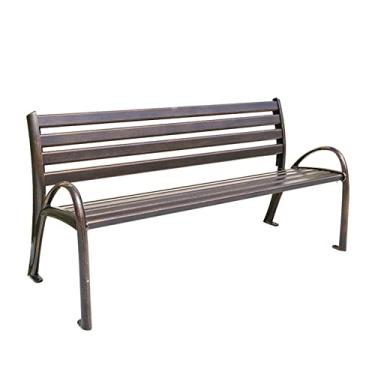 Imagem de LOERSS Banco de parque ao ar livre, banco de parque, com encostos de braços, móveis de banco robustos, banco com apoios de braços, banco de metal, banco de metal, banco de jardim