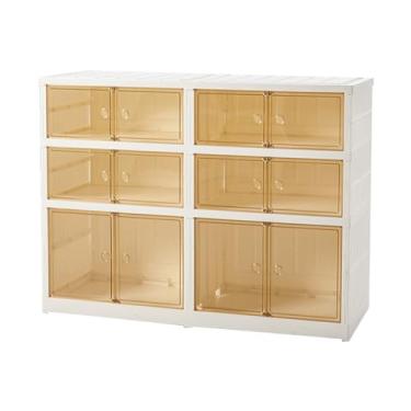 Imagem de LOERSS Sapateira portátil, organizador de sapatos, armário empilhável de plástico transparente sem instalação, caixa de armazenamento dobrável, com porta magnética transparente (3 camadas)