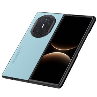 Imagem de POYUFRG Capa fina para Huawei Mate X7, capa de couro minimalista antiimpressão digital para negócios, capa de celular com carregamento sem fio, cromada, Mate X7