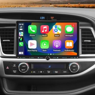 Imagem de Rádio automotivo para Toyota Highlander 2014-2019, rádio estéreo, atualizado, Carplay, Android, 8 núcleos, 6 + 64 G, tela QLED, navegação GPS, câmera de backup FM/AM BT