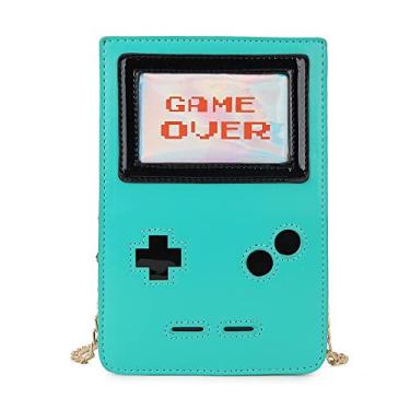 Imagem de ENJOININ Bolsa divertida para mulheres, bolsa tiracolo de corrente exclusiva para adolescentes com alça de ombro ajustável, Retro Gamer Verde, Medium