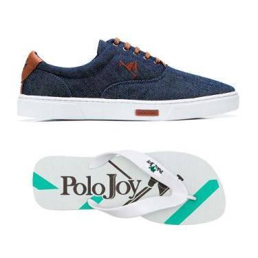 Imagem de Kit 1 Tênis Casual + 1 Chinelo Polo Joy, Jeans, 37