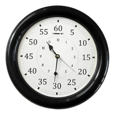 Imagem de Generic Relógio de parede redondo, decoração de parede, presente silencioso, relógio de pendurar, ornamento para sala de estar estilo fazenda, café, bar, Preto