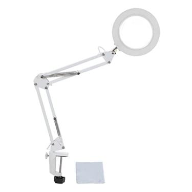 Imagem de Lupa com luz ajustável, temperatura de 3 cores, 11 brilho, lupa 5X, braçadeira dobrável, luz para leitura, trabalho, fabricação de joias, amantes de artesanato, liga de alumínio