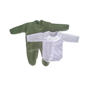 Imagem de Kit Macacão Trança Verde Oliva com Body Gola Bordada DU - Kowak