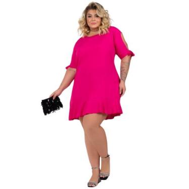 Imagem de Vestido Moda Maior plus size feminino viscolinho soltinho manga ajustá