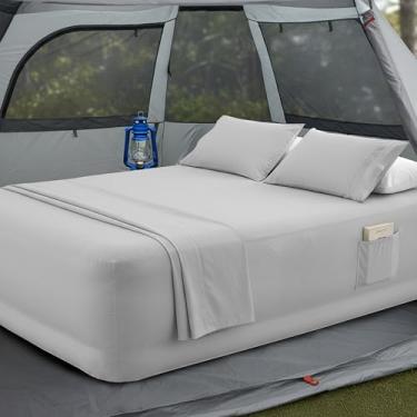 Imagem de Mocassi Jogo de lençol de cama de colchão de ar de 4 peças com bolso extra profundo de 40 a 61 cm - Conjunto de lençóis de 4 peças com bolsos inteligentes, ideal para camas de ar, trailers