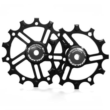 Imagem de IMPALAPRO - Conjunto de 2 rodas de cerâmica Jockey 12T-14T alumínio 7075 CNC para 9 a 12 velocidades - Compatível com SRAM e polia de desviador Shimano - Guia de polia de cerâmica 12T + roda de tensão