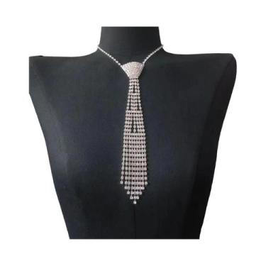 Imagem de Colar De Laço Longo Com Franjas Para Mulheres, Joia De Festa Com Stras