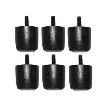 Imagem de Kit 6 Pés Para Cama Box Baú JR Preto Altura 4cm Madeira Maciça - Zoe &