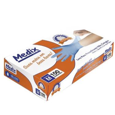 Imagem de Luva Nitrílica Azul Procedimento Não Cirúrgico S/Pó - C/100UN - MEDIX,