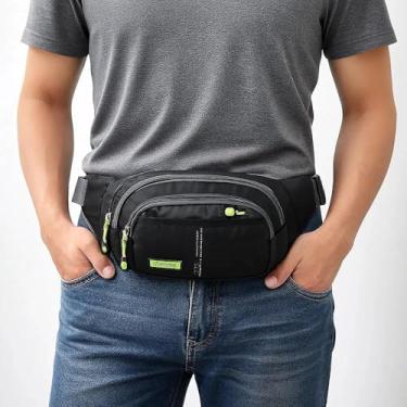 Imagem de Bolsa de cintura masculina com alça ajustável – bolsa transversal e quadril para viagens, viagens, caminhadas, corrida – bolsa de cinto minimalista para telefone, carteira, chaves