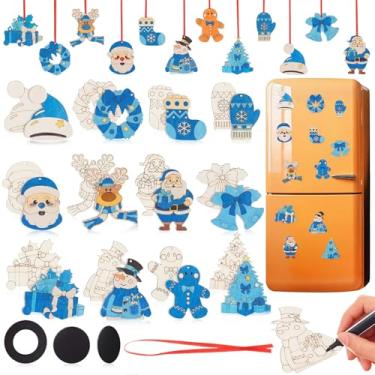Imagem de Jenaai 36 peças de ímãs de decoração de Natal kit de artesanato geladeira natal decorativo porta de geladeira adesivos magnéticos Papai Noel árvore gnomo pão de gengibre ímãs pendurados para decoração