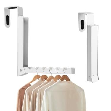 Imagem de Uenhoy Ganchos dobráveis sobre a porta para roupas, cabide dobrável dobrável sobre a porta para lavanderia, dormitório, quarto, cabide portátil para roupas, cabide de exterior, branco