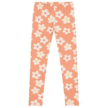 Imagem de Calça legging infantil menina floral cotton Brandili Laranja, 10, Lara