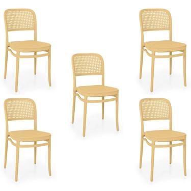 Imagem de Kit 5 Cadeiras de Jantar Roma para Sala e Cozinha Bege