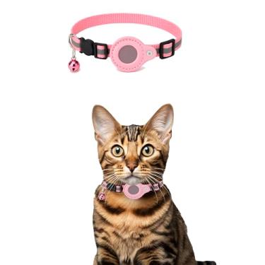 Imagem de Coleira Capa Fixa Air Tag Gps Rastreador Gato Cachorro Pet Refletiva Rosa