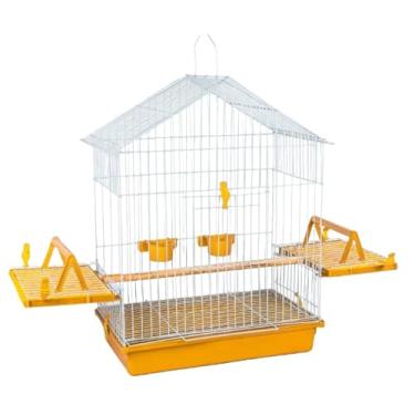 Imagem de Gaiola Aberta Para Calopsita Teto Aramado Poleiro de Madeira(Amarela)