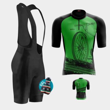 Imagem de Conjunto de Ciclismo Homem Pedalar Camiseta e Bretele de Gel Profissional-Masculino