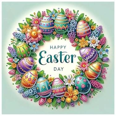 Imagem de Kit de pintura de diamante para iniciantes adultos, guirlanda de ovo de Páscoa, kit de arte de diamante de formato especial, arte de strass de cristal DIY para decoração de mesa de parede de casa