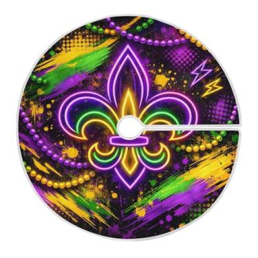 Imagem de ATTX Saia de árvore neon para carnaval de 118 cm – decoração festiva para festas de ano novo e carnaval #117