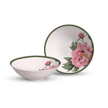 Imagem de Conjunto 6 bowls decorados Peony Rose 300ml - Alleanza Cerâmica