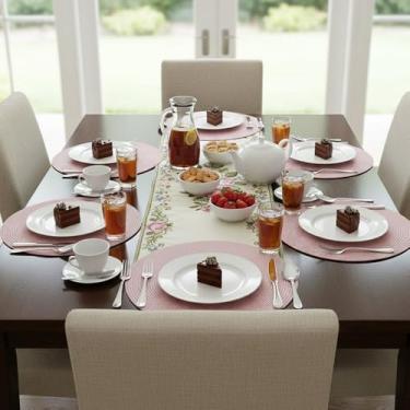 Imagem de Lugar Americano Redondo Polipropileno PP 38cm Mesa Posta Rosa (12)