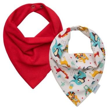 Imagem de Kit 2 Babador Impermeável Bandana 42 cm x 20 cm Baby Joy, Safari Verme