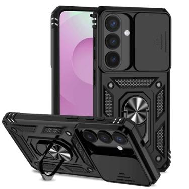 Imagem de Tothedu Capa para Galaxy S26, capa para Samsung S 26 com capa deslizante para câmera, suporte magnético à prova de choque com anel giratório de 360° integrado para Samsung Galaxy S26 preta