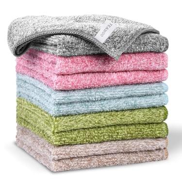 Imagem de TEAWOO Pacote com 10 toalhas de banho premium, toalhas de rosto altamente absorventes e supermacias, toalhas de dedo multiuso, toalhas de banheiro de 30 x 30 cm (carvão/rosa coral/ciano/verde jade