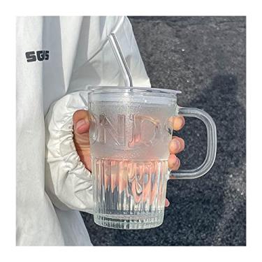 Imagem de Copo de vidro moderno Advanced Sense Cup Design Sense Minority com alça xícara de café de escritório com canudo Drinkware (branco)