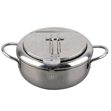 Imagem de Aoresac Fritadeira Estilo Japonês Com Termômetro, Grande Capacidade de 3,2L, Aço Inoxidável Resistente para Fogão a Gás, Fogões de Indução e Fogão Elétrico, Alça Toque Frio, (Tamanho P 20 cm/7,9 pol.)