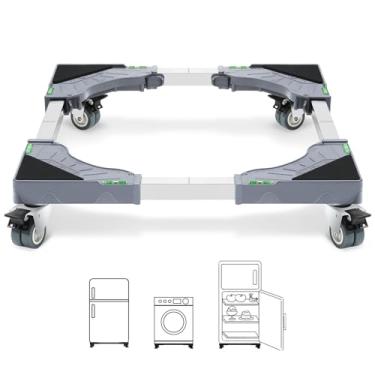 Imagem de WBD WEIBIDA Aparelho ajustável Dolly com 4 rodízios giratórios de bloqueio, móvel com rodas, base móvel para máquina de lavar, secadora, geladeira e suporte para mini geladeira