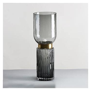 Imagem de Vaso de vidro transparente de cobre hidropônico nórdico para decoração de sala de estar, acessórios de decoração de casa, recipiente de vidro para mesa, vaso decorativo para casa (médio)