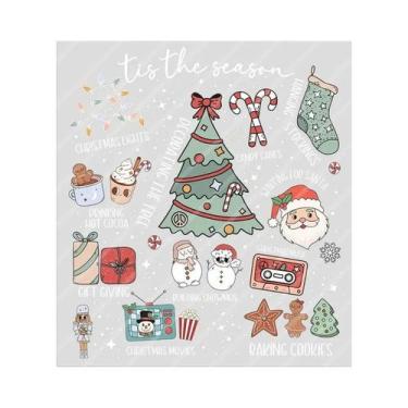 Imagem de Adesivo Termocolante Retrô De Natal Para Camisetas, Moletons, Bolsas, 