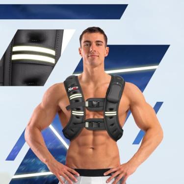 Imagem de XGSW Colete ponderado, 2,7 kg/3,6 kg/5,4 kg/7,3 kg/9,1 kg, colete com faixa refletiva para treino, fitness, corrida, treinamento de força, musculação, perda de peso, halterofilismo (preto, 5,4 kg)