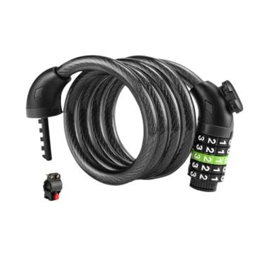 Imagem de YIJU Cadeado de cabo sem chave de 5 dígitos, 120 cm de comprimento, para bicicletas de montanha, esqui e motocicletas, Preto