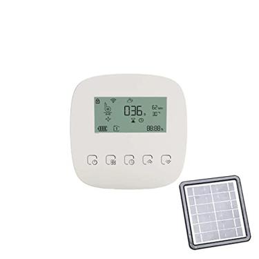 Imagem de Timer de Água Digital WiFi Controlador Inteligente Irrigação por Gotejamento Automático com Painel Solar para Rega Jardim Modo Programável Controle APP Voz Economia Energia Display LED Alimentação Dua