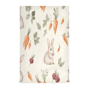 Imagem de xigua Conjunto de 1 panos de prato de cozinha fofos de coelhos e cenouras, toalhas de cozinha de secagem rápida altamente absorventes para limpeza de pratos e limpeza manual, 71 x 45 cm