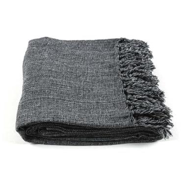 Imagem de Manta Para Sofá King Gigante 3,00 x 1,80 MT Algodão Super Luxo Artesanal Decoração Elegante Premium Conforto(PRETO MESCLA,.)